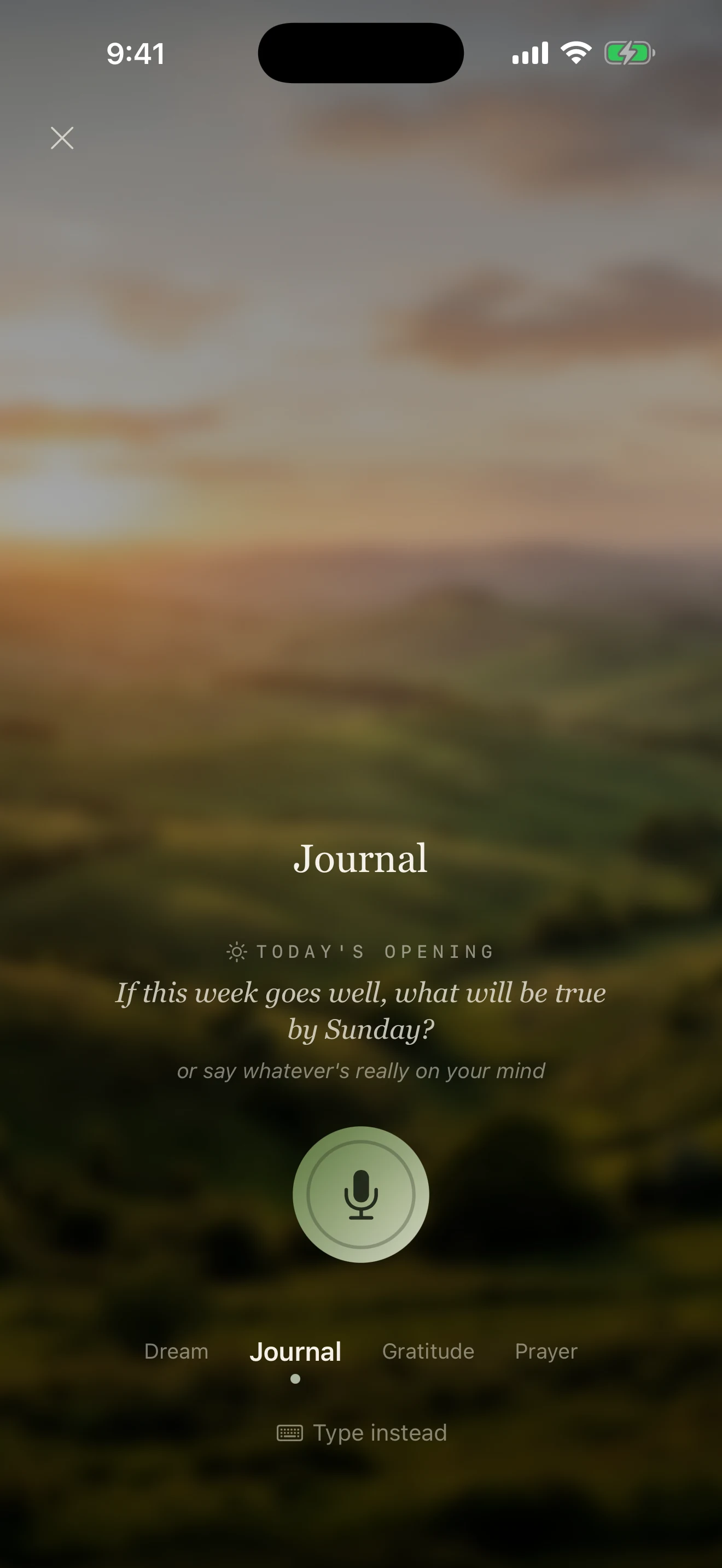 Belong’s journal screen, ready for a voice entry